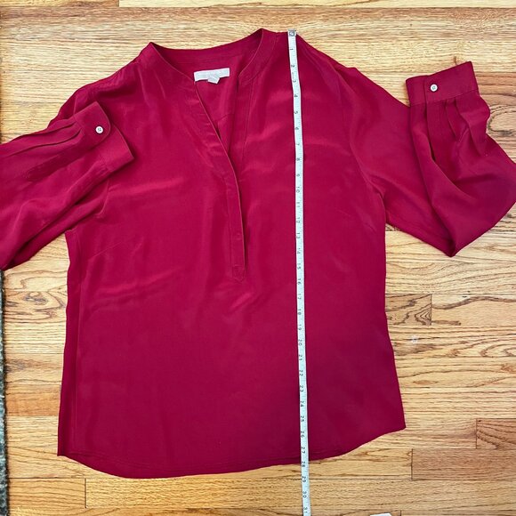 Banana Republic 100% Silk Blouse Oxblood Red Luxe Minimalist Capsule Wardrobe - Picture 7 of 11